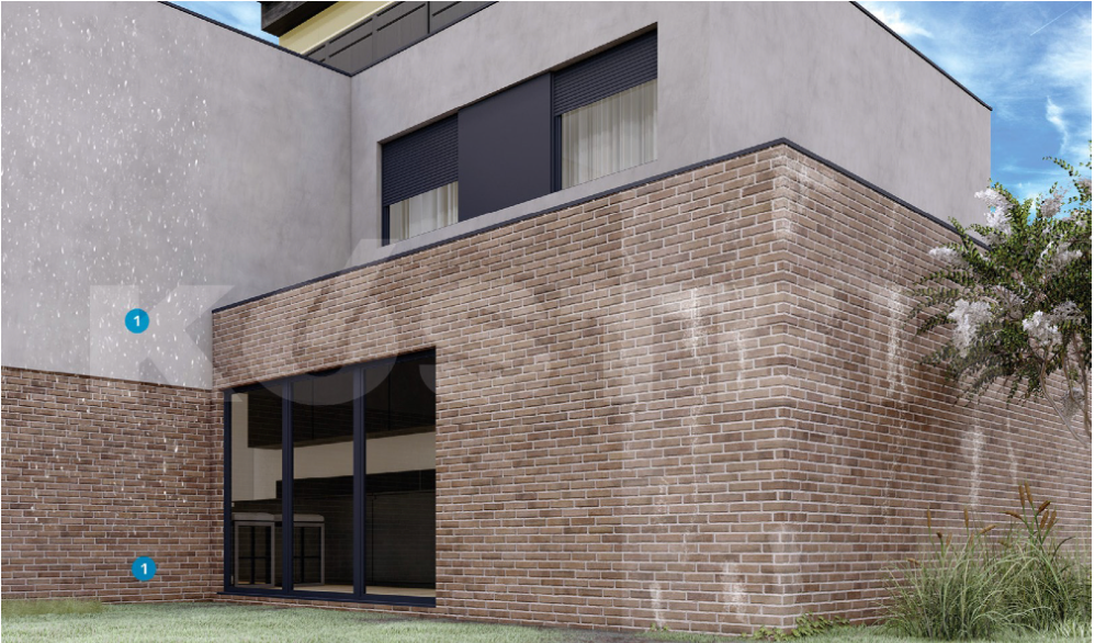 Esquema técnico de protección hidrófoba KÖSTER Siloxan